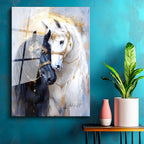 Tamperli Gerçek Cam Tablo İşlemeli Takı At Tablosu Duvar Dekoru