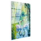 Tamperli Gerçek Cam Tablo Kalp Formu Kuğu Tablosu Duvar Dekoru