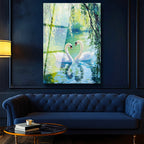 Tamperli Gerçek Cam Tablo Kalp Formu Kuğu Tablosu Duvar Dekoru