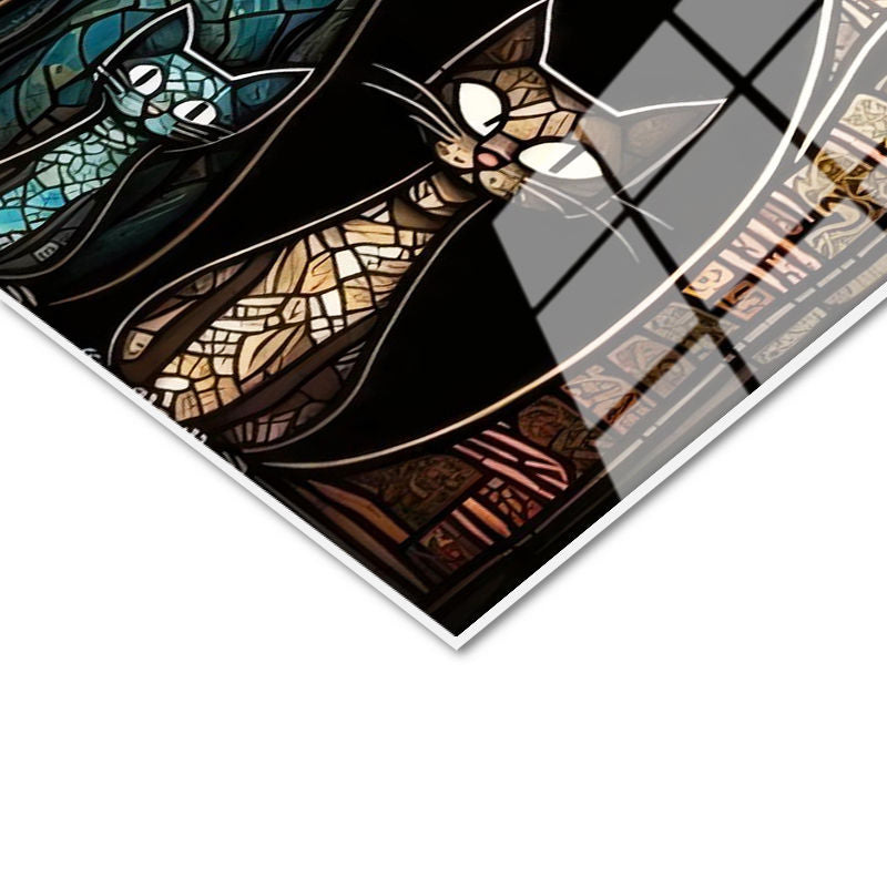 Tamperli Gerçek Cam Tablo Modern Mozaik Kedi Tablosu Duvar Dekoru