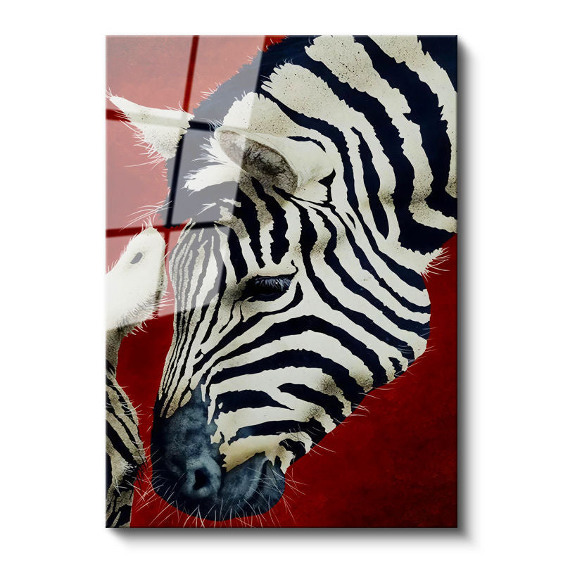 Tamperli Gerçek Cam Tablo Doğal Desen Zebra Tablosu Duvar Dekoru