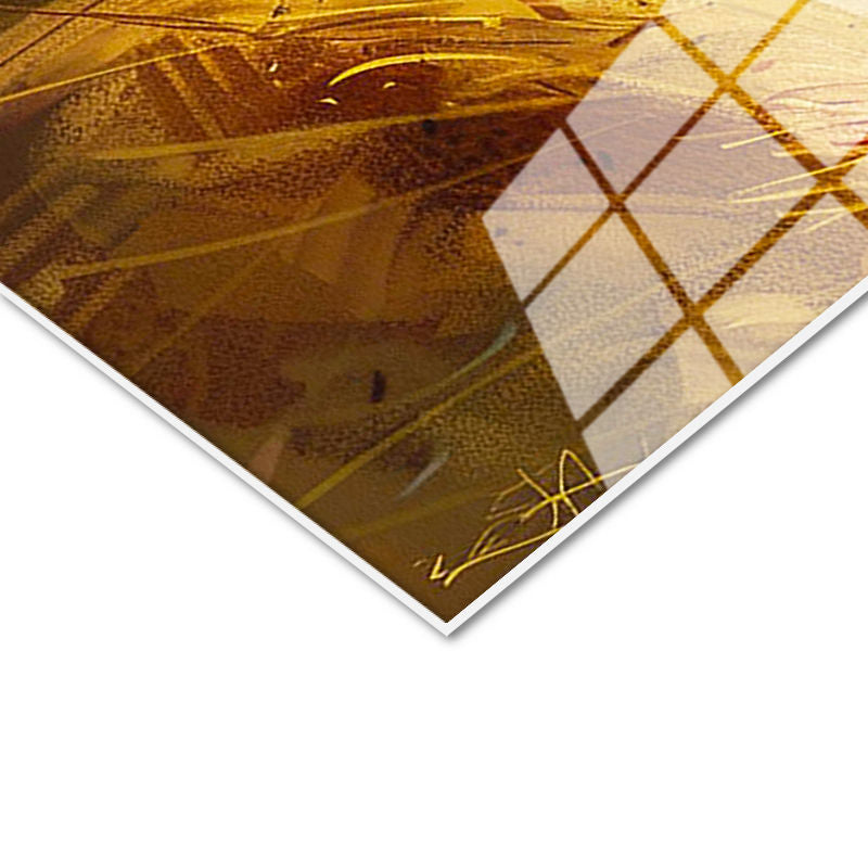 Tamperli Gerçek Cam Tablo Sarı Tarlada Dörtnala At Sürüsü Tablosu Duvar Dekoru