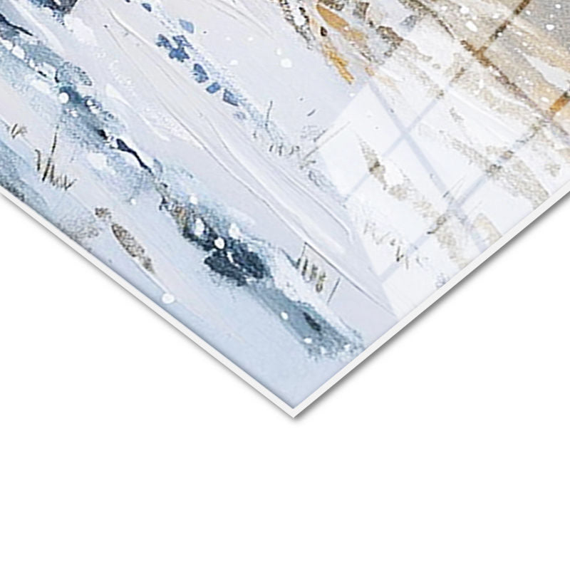 Tamperli Gerçek Cam Tablo Karlı Zemin Koşan Siyah At Tablosu Duvar Dekoru