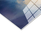 Tamperli Gerçek Cam Tablo Mavi Ve Altın Yaldız Boyalı At Tablosu Duvar Dekoru