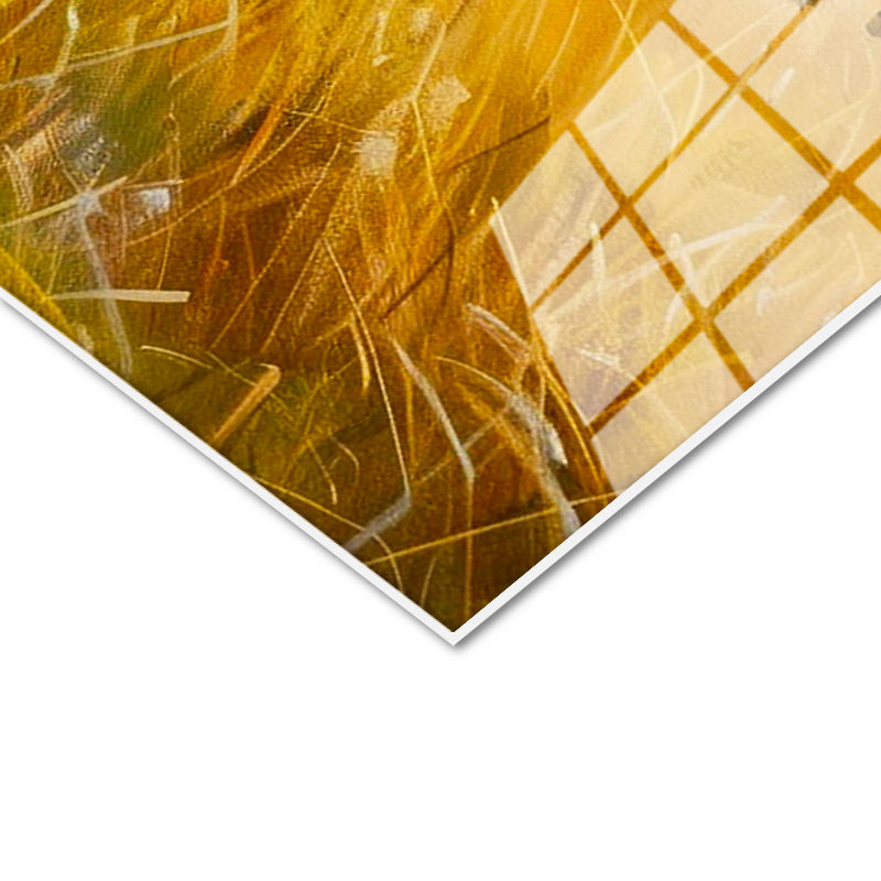 Tamperli Gerçek Cam Tablo Sarı Otlar Ve At Sürüsü At Tablosu Duvar Dekoru