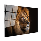 Tamperli Gerçek Cam Tablo Portre Duruşlu Aslan Başı Aslan Tablosu Duvar Dekoru