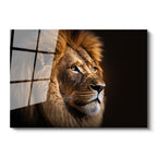 Tamperli Gerçek Cam Tablo Portre Duruşlu Aslan Başı Aslan Tablosu Duvar Dekoru
