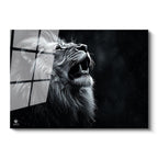 Tamperli Gerçek Cam Tablo Yağmur Efektli Kükreyen Aslan Tablosu Duvar Dekoru