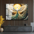 Tamperli Gerçek Cam Tablo Mitolojik Kanat Anka Kuşu Tablosu Duvar Dekoru