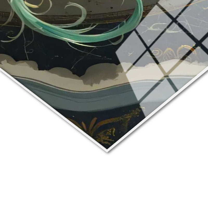 Tamperli Gerçek Cam Tablo Mitolojik Kanat Anka Kuşu Tablosu Duvar Dekoru