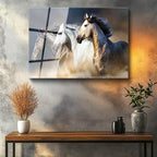 Tamperli Gerçek Cam Tablo Dinamik Koşu At Tablosu Duvar Dekoru