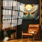 Tamperli Gerçek Cam Tablo Mitolojik Figür Anka Kuşu Tablosu Duvar Dekoru