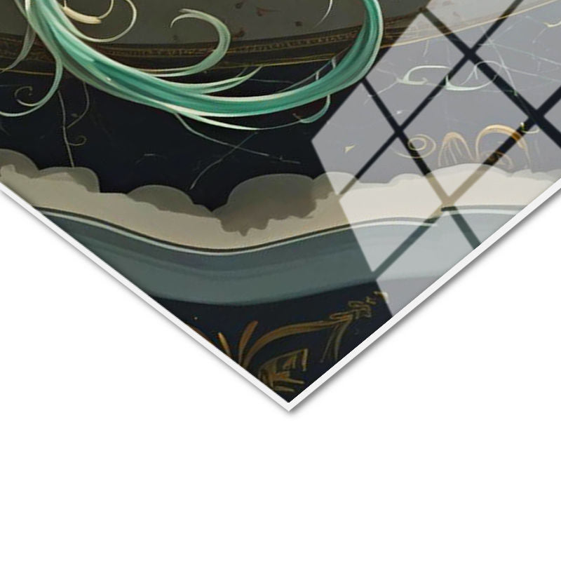 Tamperli Gerçek Cam Tablo Mitolojik Figür Anka Kuşu Tablosu Duvar Dekoru