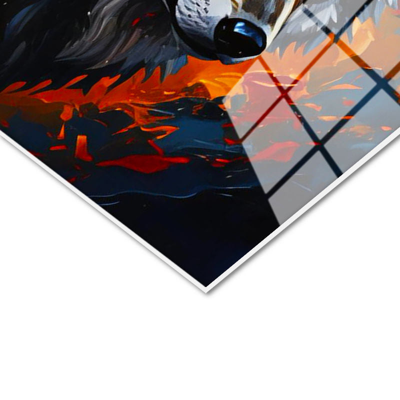 Tamperli Gerçek Cam Tablo Ay Yıldız Kurt Tablosu Duvar Dekoru