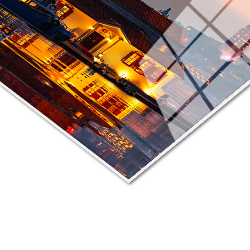 Tamperli Gerçek Cam Tablo Üsküdar Kız Kulesi Boğaz Manzarası Şehir Mimari Tablo Duvar Dekoru