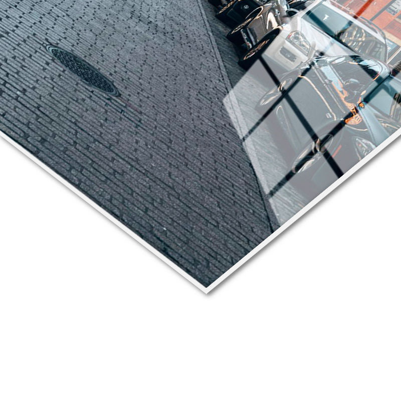 Tamperli Gerçek Cam Tablo New York Köprüsü ve Tuğla Binalar Şehir Mimari Tablo Duvar Dekoru