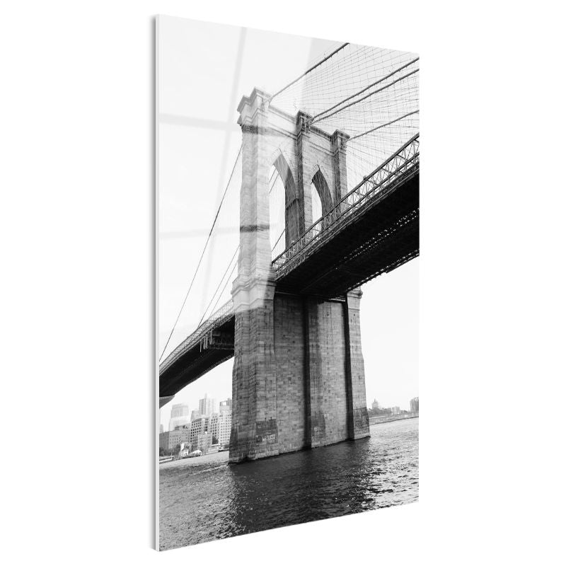 Tamperli Gerçek Cam Tablo New York Brooklyn Köprüsü Kemerleri Şehir Mimari Tablo Duvar Dekoru