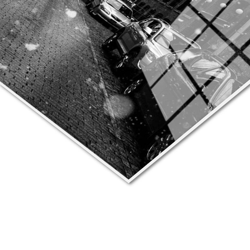 Tamperli Gerçek Cam Tablo Manhattan Köprüsü Karlı Şehir Manzarası Şehir Mimari Tablo Duvar Dekoru