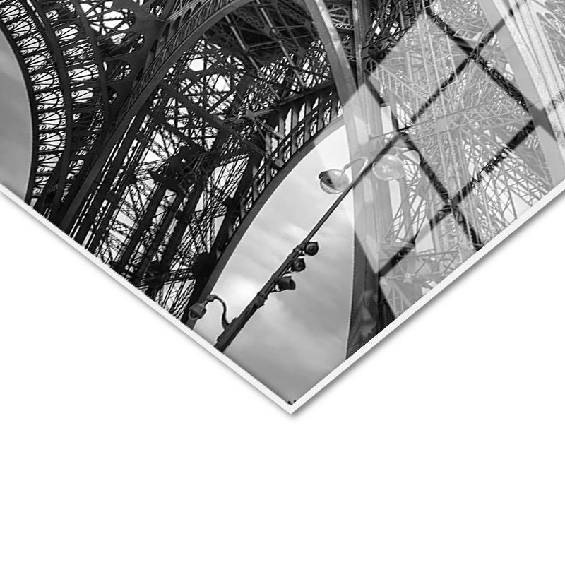 Tamperli Gerçek Cam Tablo Paris Eyfel Kulesi Taban Mimarisi Şehir Mimari Tablo Duvar Dekoru