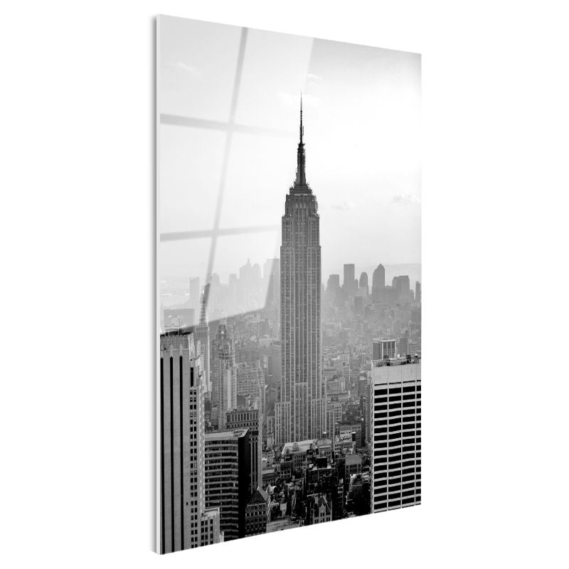 Tamperli Gerçek Cam Tablo New York Gökdelenler ve Empire State Şehir Mimari Tablo Duvar Dekoru