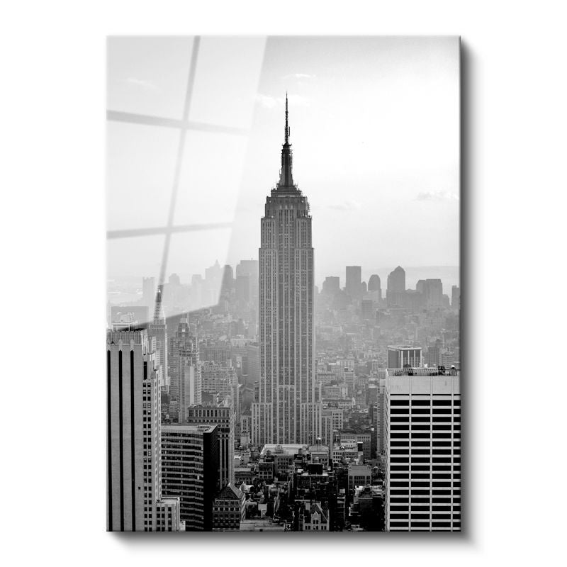 Tamperli Gerçek Cam Tablo New York Gökdelenler ve Empire State Şehir Mimari Tablo Duvar Dekoru