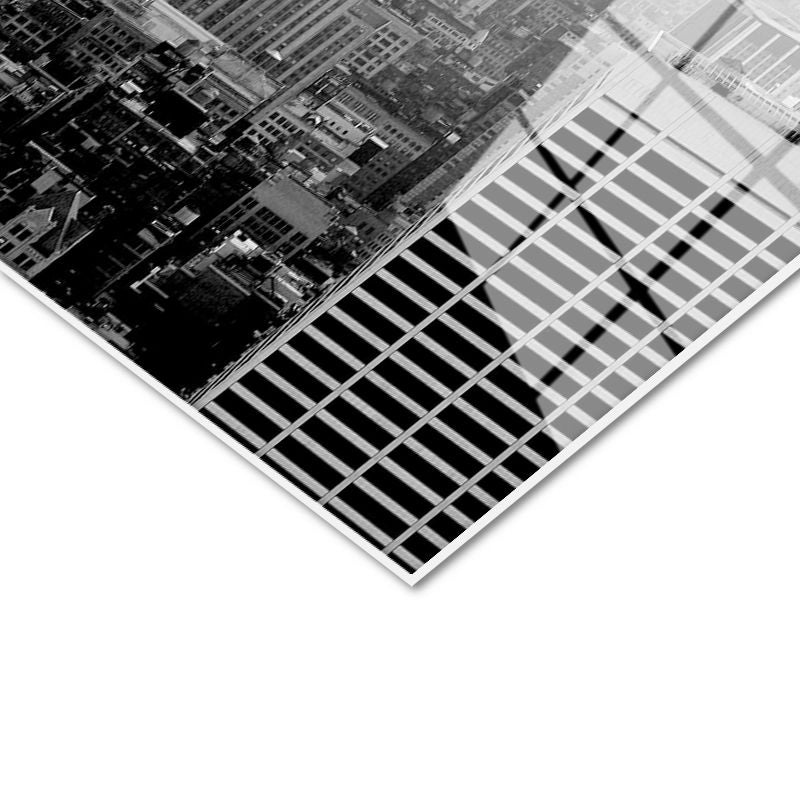 Tamperli Gerçek Cam Tablo New York Gökdelenler ve Empire State Şehir Mimari Tablo Duvar Dekoru