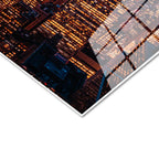 Tamperli Gerçek Cam Tablo New York Empire State Gece Manzarası Şehir Mimari Tablo Duvar Dekoru