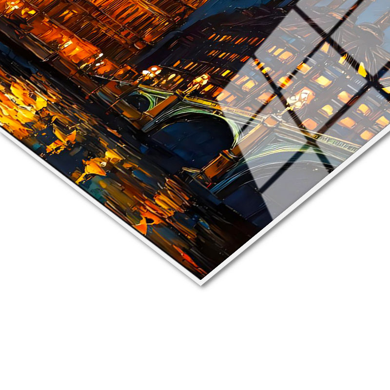 Tamperli Gerçek Cam Tablo Londra Big Ben Fantastik Gökyüzü Şehir Ve Mimari Tablo Duvar Dekoru