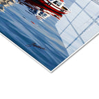 Tamperli Gerçek Cam Tablo Ortaköy Camii Ve Deniz Manzarası Şehir Ve Mimari Tablo Duvar Dekoru