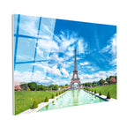 Tamperli Gerçek Cam Tablo Paris Eyfel Kulesi Su Havuzu Şehir Mimari Tablo Duvar Dekoru