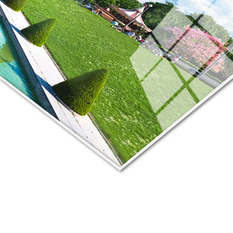 Tamperli Gerçek Cam Tablo Paris Eyfel Kulesi Su Havuzu Şehir Mimari Tablo Duvar Dekoru