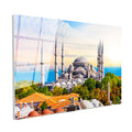 Tamperli Gerçek Cam Tablo Sultanahmet Camii ve Ağaçlar Şehir Mimari Tablo Duvar Dekoru