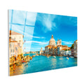Tamperli Gerçek Cam Tablo Venedik Büyük Kanal Santa Maria Şehir Mimari Tablo Duvar Dekoru