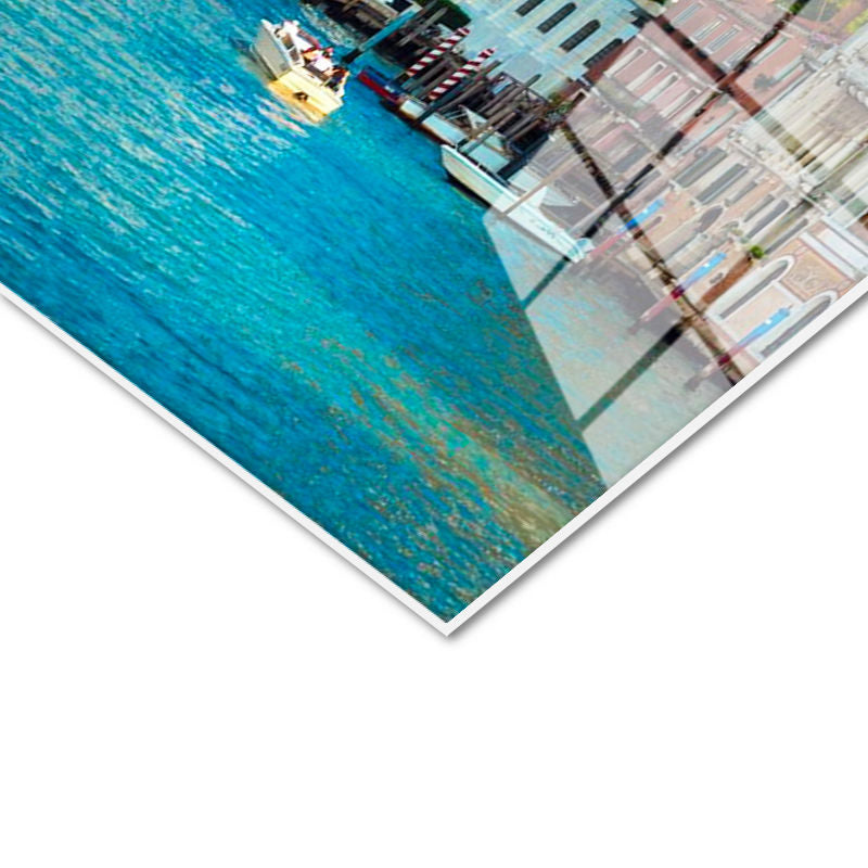 Tamperli Gerçek Cam Tablo Venedik Büyük Kanal Santa Maria Şehir Mimari Tablo Duvar Dekoru