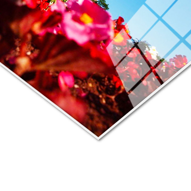 Tamperli Gerçek Cam Tablo Eyfel Kulesi Altı Çiçek Bahçesi Şehir Mimari Tablo Duvar Dekoru