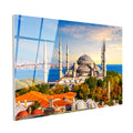 Tamperli Gerçek Cam Tablo Sultanahmet Camii ve Yeşillik Manzara Şehir Mimari Tablo Duvar Dekoru