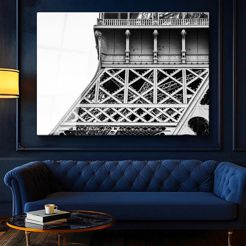 Tamperli Gerçek Cam Tablo Eyfel Kulesi Demir Mimari Detay Şehir Mimari Tablo Duvar Dekoru
