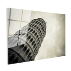 Tamperli Gerçek Cam Tablo Pisa Kulesi Detaylı Mimari Yapı Şehir Mimari Tablo Duvar Dekoru