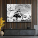 Tamperli Gerçek Cam Tablo Eyfel Kulesi Altından Gökyüzü Şehir Mimari Tablo Duvar Dekoru