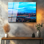 Tamperli Gerçek Cam Tablo İstanbul Boğaz Köprüsü Gece Şehir Mimari Tablo Duvar Dekoru