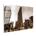 Tamperli Gerçek Cam Tablo New York Flatiron Binası Şehir Mimari Tablo Duvar Dekoru