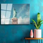 Tamperli Gerçek Cam Tablo New York Özgürlük Anıtı Şehir Mimari Tablo Duvar Dekoru