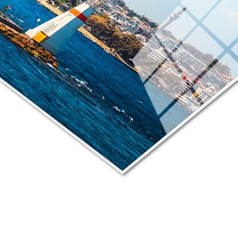 Tamperli Gerçek Cam Tablo İstanbul Kız Kulesi ve Boğaz Şehir Mimari Tablo Duvar Dekoru