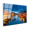 Tamperli Gerçek Cam Tablo Venedik Kanalı ve Sandallar Şehir Mimari Tablo Duvar Dekoru
