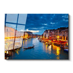 Tamperli Gerçek Cam Tablo Venedik Kanalı ve Sandallar Şehir Mimari Tablo Duvar Dekoru