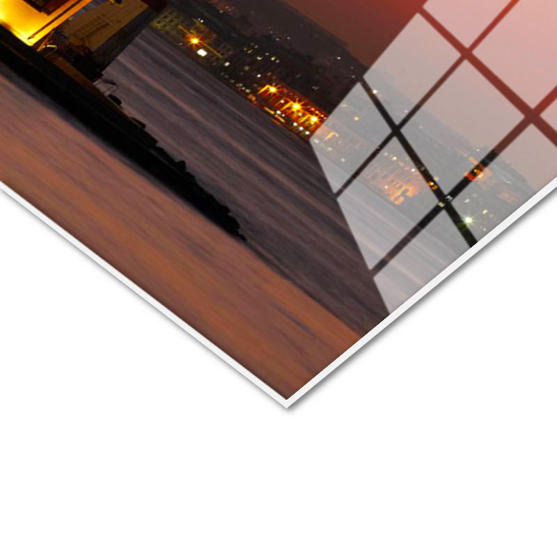 Tamperli Gerçek Cam Tablo Kız Kulesi ve İstanbul Silüeti Şehir Mimari Tablo Duvar Dekoru