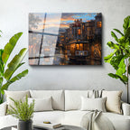 Tamperli Gerçek Cam Tablo San Francisco Tramvay Ve Yokuş Yol Şehir Ve Mimari Tablo Duvar Dekoru