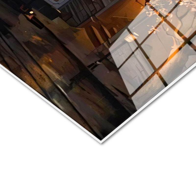 Tamperli Gerçek Cam Tablo San Francisco Tramvay Ve Yokuş Yol Şehir Ve Mimari Tablo Duvar Dekoru