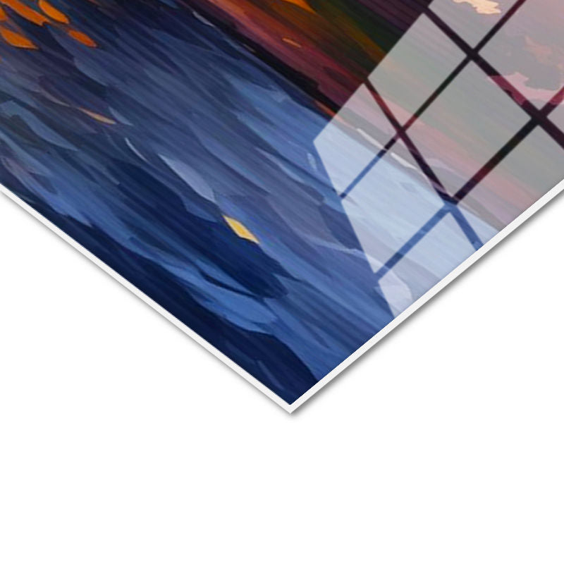 Tamperli Gerçek Cam Tablo Kız Kulesi Ve Boğaz Gün Batımı Şehir Ve Mimari Tablo Duvar Dekoru