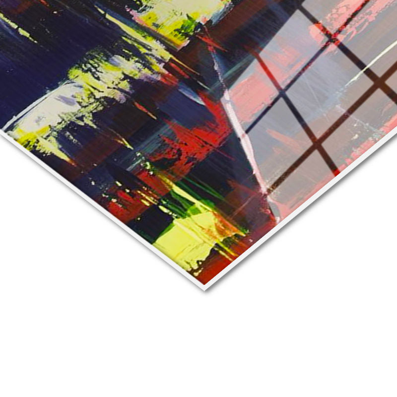 Tamperli Gerçek Cam Tablo New York Meydanı Ve Taksiler Şehir Ve Mimari Tablo Duvar Dekoru